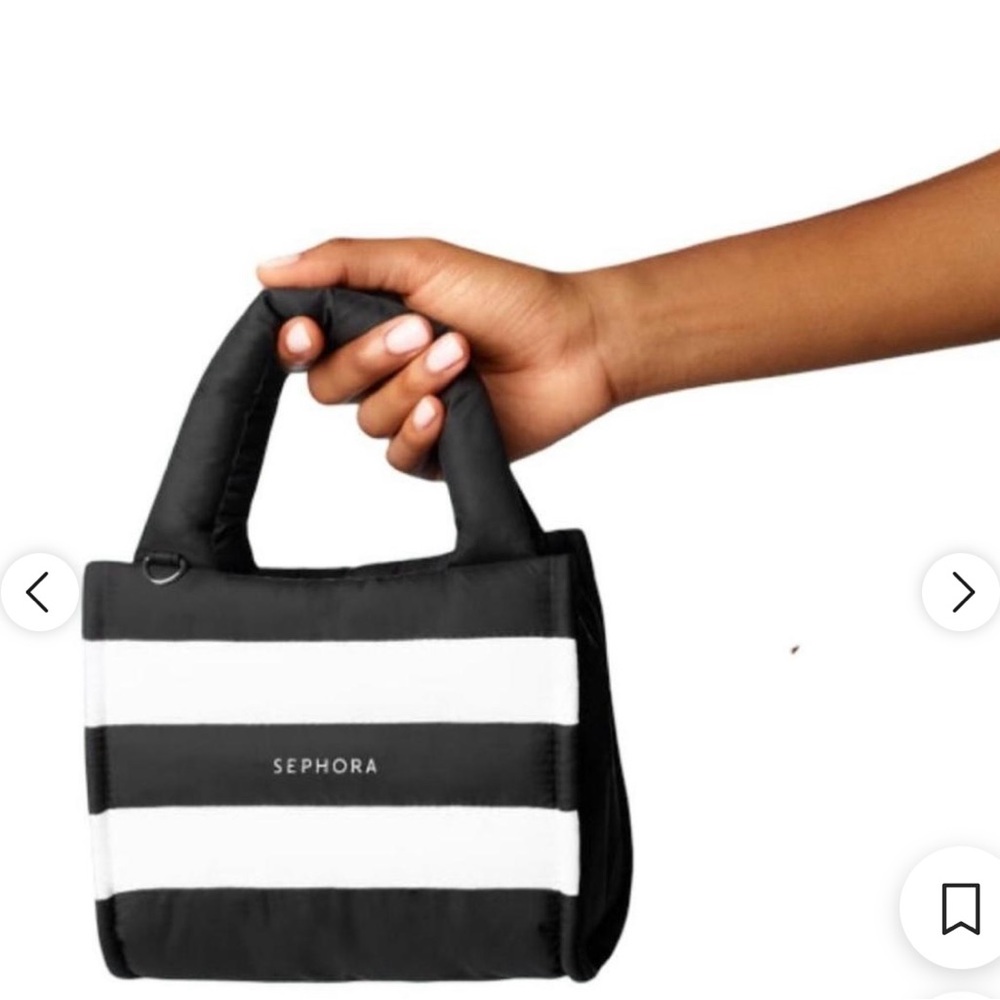 Sephora Black and White Striped puff Cosmetic Bag - Picture 2 of 3